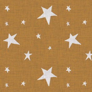 Rustic Country Stars Farmhouse Woven Gold: Large-Scale Primitive Distressed Design