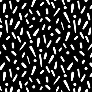 Dots & Dashes - white on black