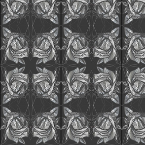 Gorgeous Art Noveau Rose Design Fabric in Black and White