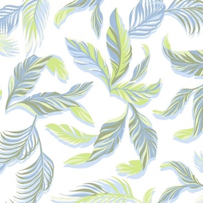Pastel Tropical Leaves - Green and Blue