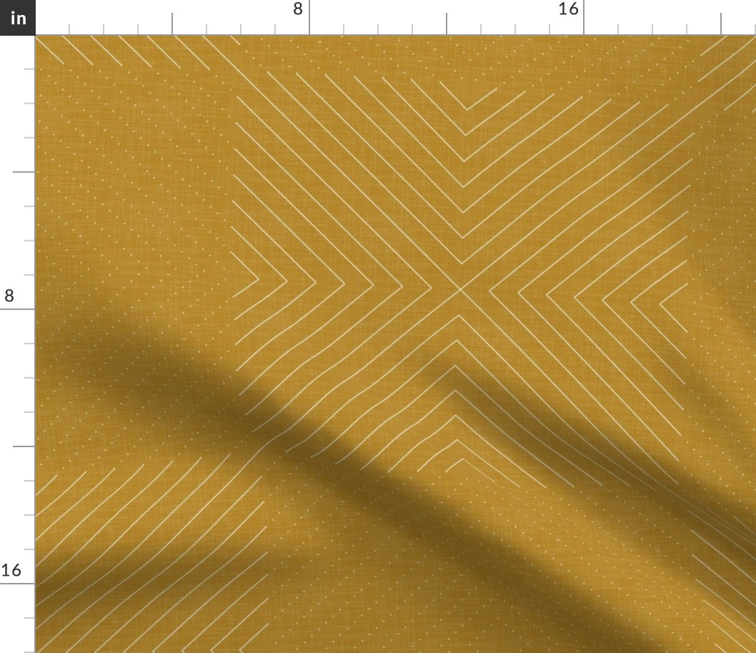 Stitches on Golden Ochre - Minimalist Geometric Texture / Large
