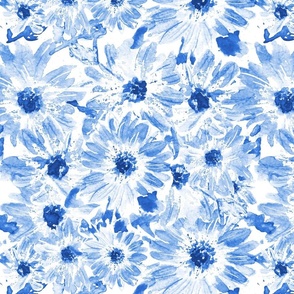 watercolour daisies - blue