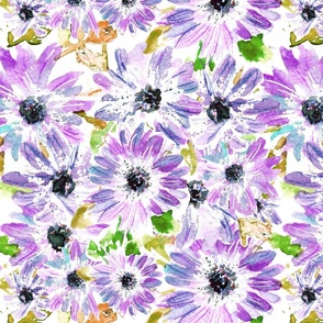 watercolour daisies - lilac