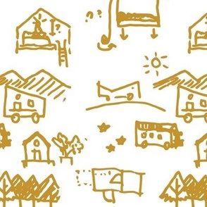 Tiny House Doodles // mustard
