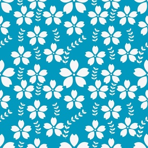 Summer Coastal Hawaiian Style Geometric Flower Ocean Blue