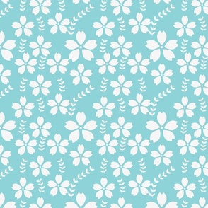 Summer Coastal Beach Geometric Flower Vines Light Teal Home Decor