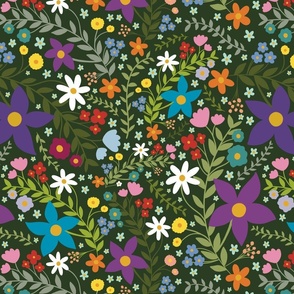 Meadow Floral- Forest Green
