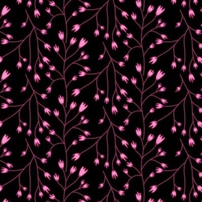 hot pink leaves on black background