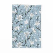 Boho Lily Flower White&Light blue Medium
