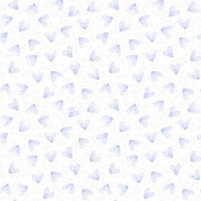 Pale Lavender Hearts on White with Foliage Texture