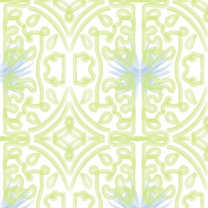 Honeydew Chinoiserie One plus blue flower-on white (large scale) 