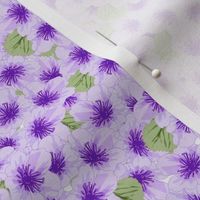 Jacaranda Blossoms -Allover, blossoms in lavender tones with soft green leaves.