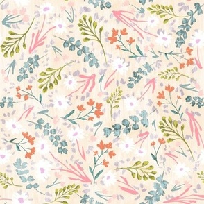 Mallory Floral Sand ivory green pink