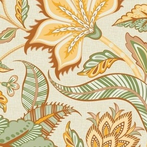 Chintz_Floral Wilderness_Sage-Yellow-Brown_Bg Textured_100_Size