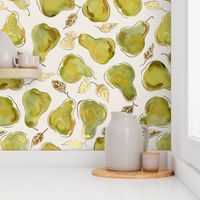 Golden Pears Watercolor 
