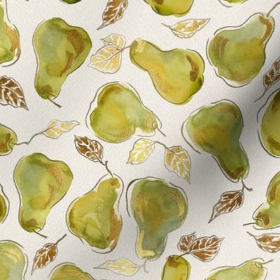 Golden Pears Watercolor 
