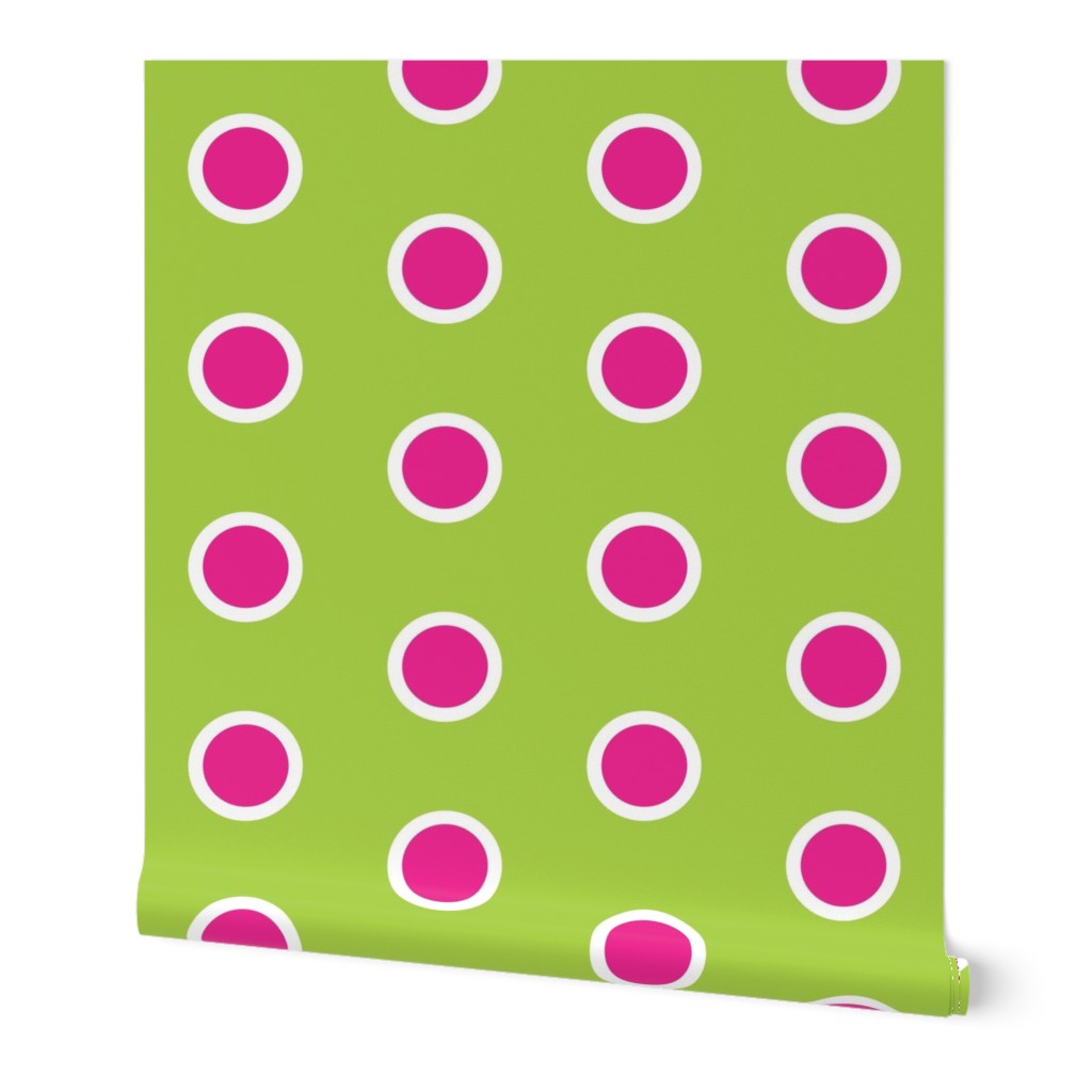 Frosted Pink Polka on Lime