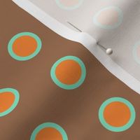 Retro Teal Dipped Orange Polka on Mocha