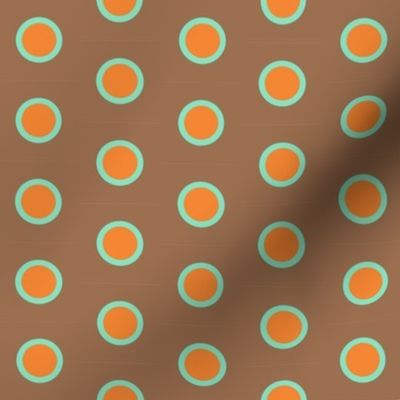 Retro Teal Dipped Orange Polka on Mocha