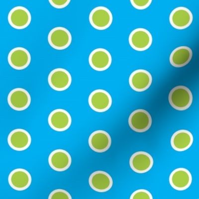 Green Lily Pad Polka Dots on Blue Pond
