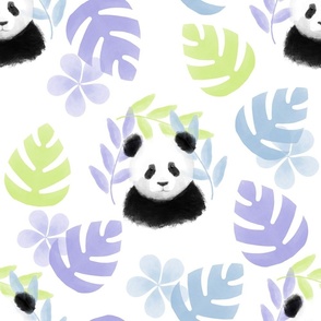 Honeydew, Lilac, and Sky Blue Panda Pattern (large)