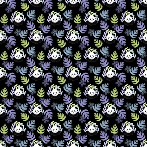 Honeydew, Lilac, and Sky Blue Panda Pattern on Black (small)