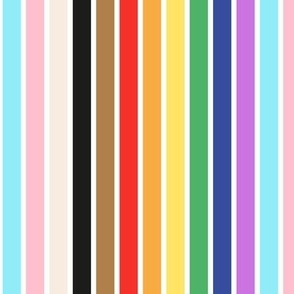 LGBTQ queer stripes and strokes rainbow pride flag vertical