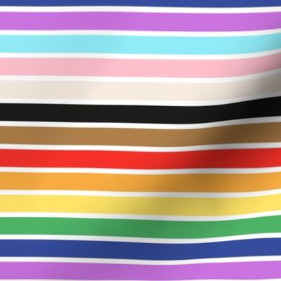 LGBTQ queer stripes and strokes rainbow pride flag horizontal