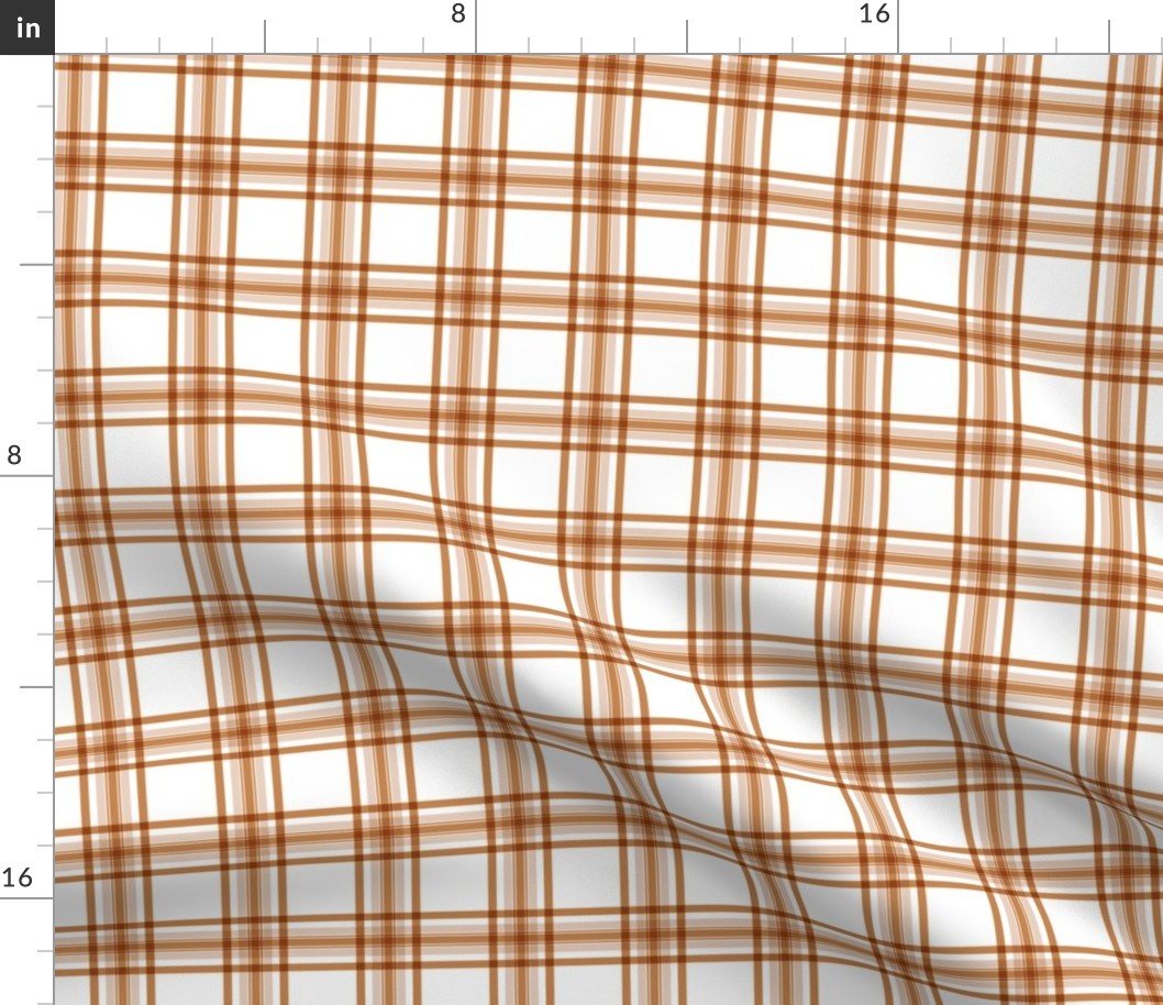 Spring summer tartan plaid designs vintage style seventies gingham checkered trend burnt orange rust on white
