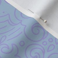 Pop Art Japanese Waves outline blue and purple limited palette