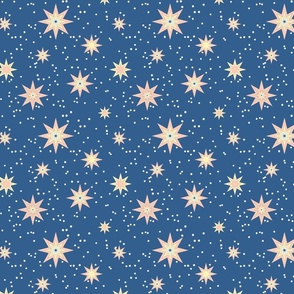 Stars dots space sky  navy blue pink cream 