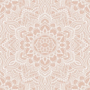 24" Boho geo lace mandala  - apricot cream