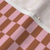 Race checker horizontal check design seventies vibes vintage boho trend gingham plaid rust brown pink