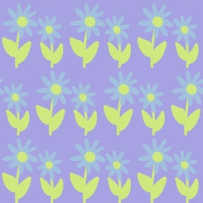 Sky Blue Flowers on a Lilac Background