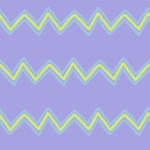 Zig-Zag Sky Blue and Honeydew Stripes on a Lilac Background
