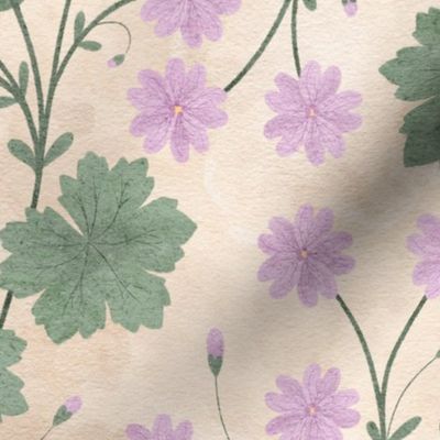 Vintage Wildflower Hedgerow Cranesbill | large scale