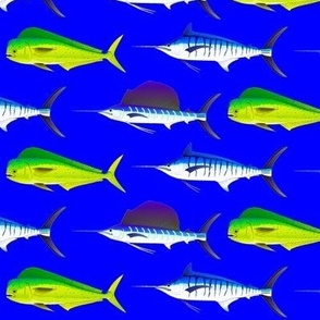 Mahi Marlin Sailfish on deep blue 3in 