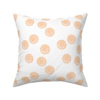 Seventies vibes watercolor smileys - happy day nineties revival trend design blush peach pink on white