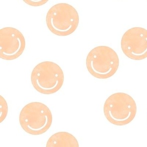 Seventies vibes watercolor smileys - happy day nineties revival trend design blush peach pink on white