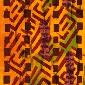 Geometric stamp batik on dark yellow