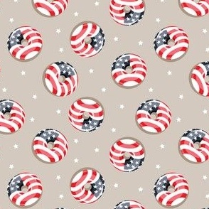 (small scale) flag donuts - tossed - tan - Stars and Stripes - LAD22