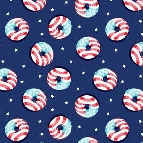(small scale) flag donuts - tossed - navy - Stars and Stripes - LAD22