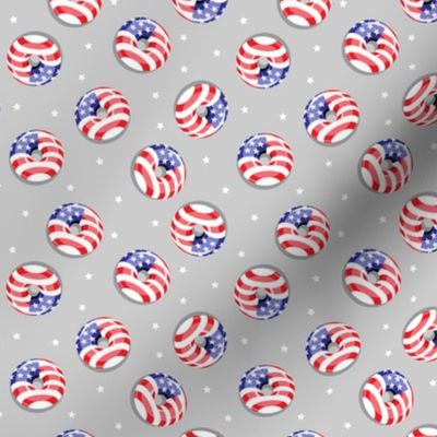(small scale) flag donuts - tossed - grey - Stars and Stripes - LAD22