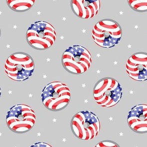 flag donuts - tossed - grey - Stars and Stripes - LAD22