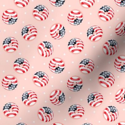 (small scale) flag donuts - tossed - pink - Stars and Stripes - LAD22