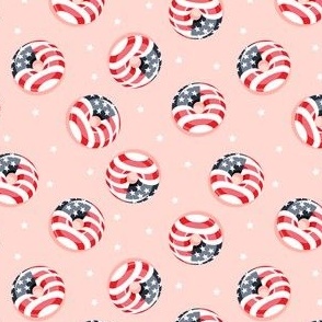 (small scale) flag donuts - tossed - pink - Stars and Stripes - LAD22