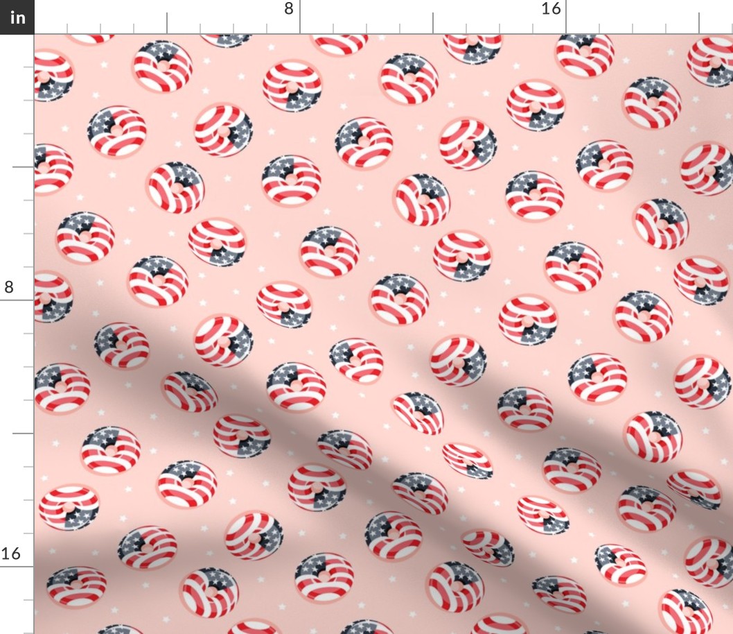 flag donuts - tossed - pink - Stars and Stripes - LAD22