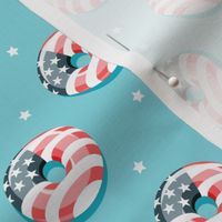 flag donuts - tossed - aqua - Stars and Stripes - LAD22