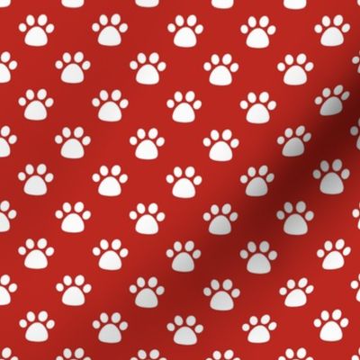 Polka dog footprint in red