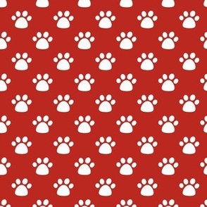Polka dog footprint in red